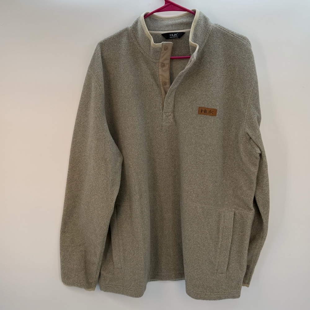 🎣 HUK Fleece Snap Pullover | Men’s L | Fishing